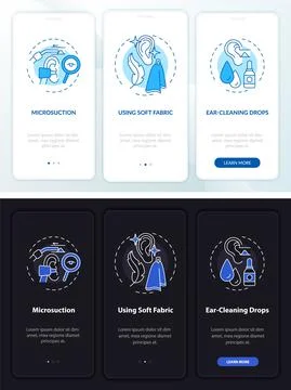 Ear care practice onboarding mobile app page screen with concepts Stock Illustration