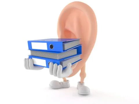 Ear character carrying ring binders Stock Illustration