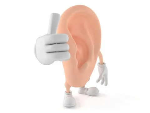 Ear character with thumbs up Stock Illustration
