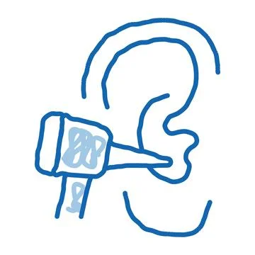 Ear Check doodle icon hand drawn illustration Illustrazione stock
