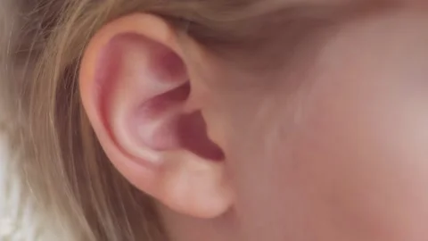 Ear of a child 8 years old close-up Stock Footage 168751385