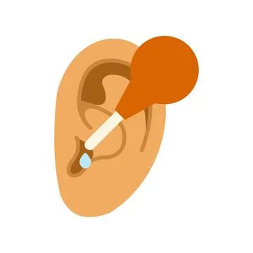 Ear cleaning process using a bulb syringe Stock Illustration