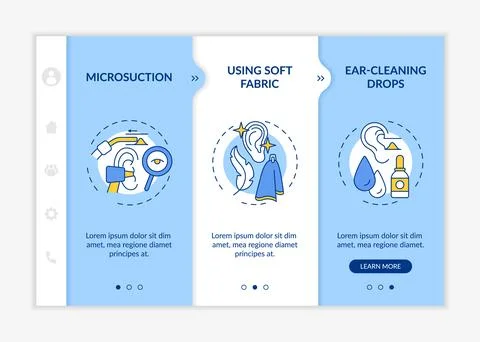 Ear cleanliness methods onboarding vector template Ilustración de archivo