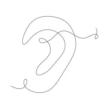 Ear continuous one line drawing. Stock Illustration