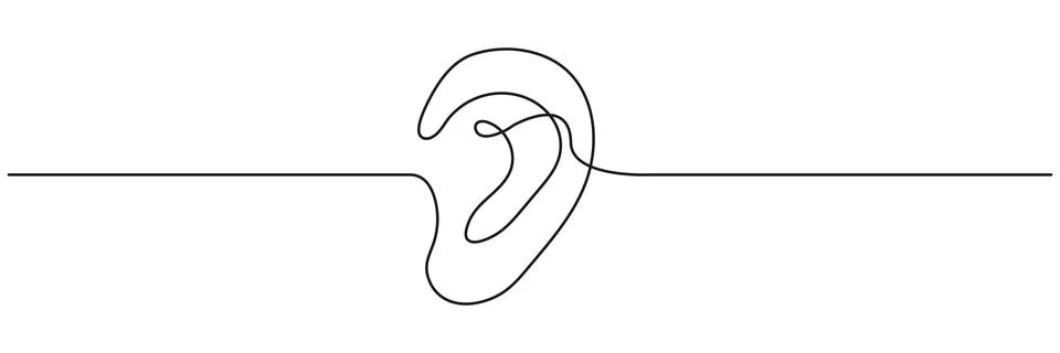 Ear continuous one line drawing. Stock Illustration