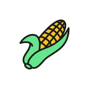 Ear of corn, corncob, vegetable flat color icon. Illustrazione stock