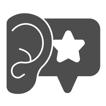 Ear, dialogue with star, recommendation solid icon, smm concept, star in speech Illustrazione stock