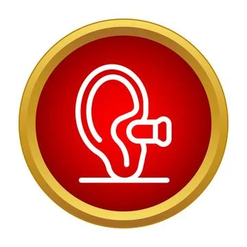 Ear with earplug for hearing protection icon Stock Illustration