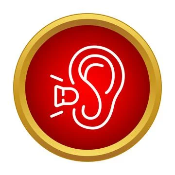 Ear with earplug receiving sound or noise Stock Illustration