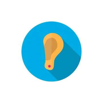 Ear with earring icon in a flat design with long shadow Stock Illustration
