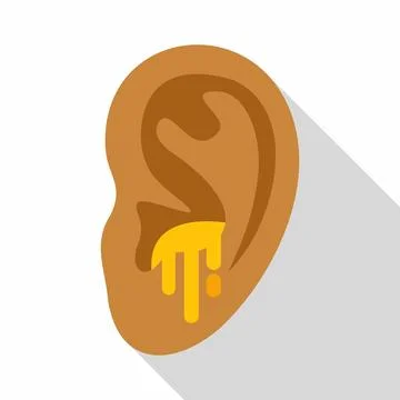 Ear with earwax dripping problem vector icon Stock Illustration