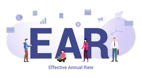 Ear effective annual rate concept with big word or text and team people with  Stock Illustration