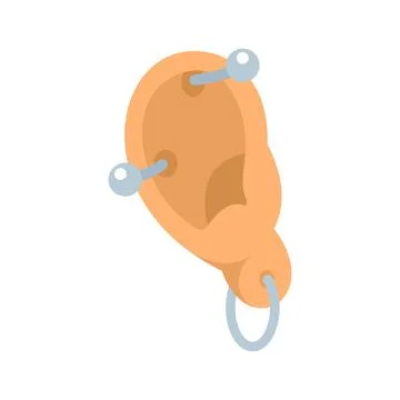 Ear full piercing icon flat isolated vector 스톡 일러스트