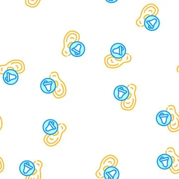 Ear hear bell sound vector seamless pattern Stock Illustration