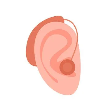 Ear hearing aid device, help for impaired of hearing. Deafness, Hearing Loss Stock Illustration