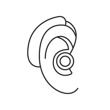 Ear hearing aid device line icon, help for impaired of hearing. Deafness Stock Illustration