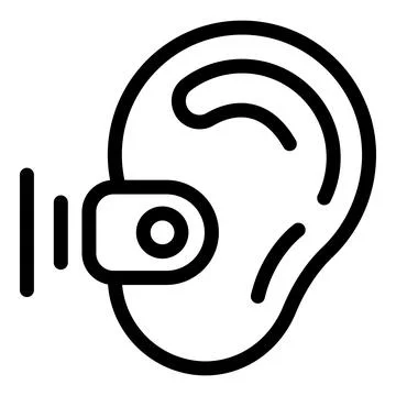 Ear hearing aid device listening sound waves icon Stock Illustration