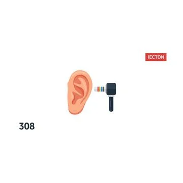 An ear with a hearing aid device next to it Stock Illustration