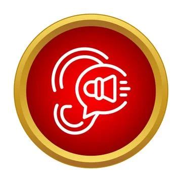 Ear hearing aid icon providing sound information Stock Illustration