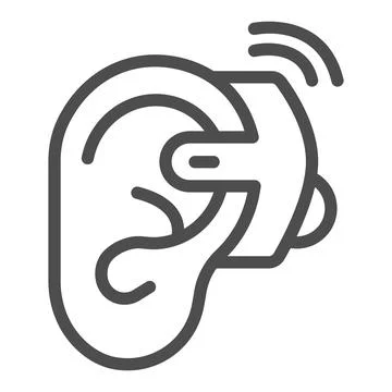 Ear hearing aid line icon, disability concept, ear and hearing aid sign on white Stock Illustration