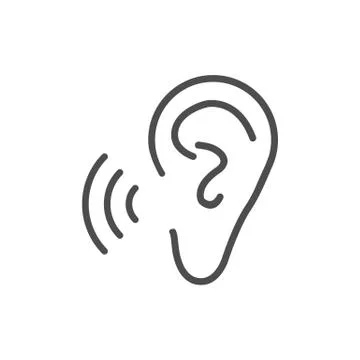 Ear hearing icon. Vector illustration, flat design. 스톡 일러스트