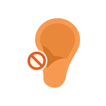 Ear with hearing problem showing forbidden sign Stock Illustration