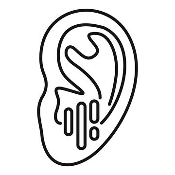 Ear hearing sound waves line art icon Stock Illustration