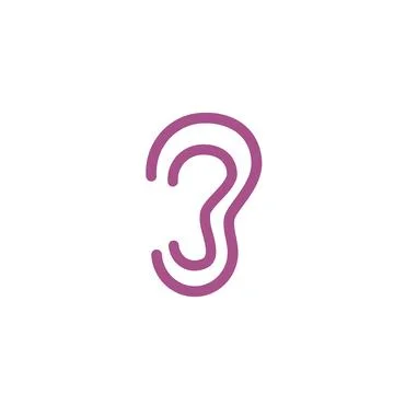 Ear for hearing vector line art icon and logo Stock Illustration