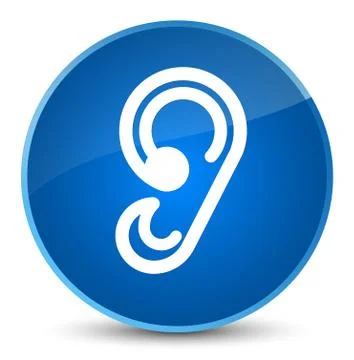 Ear icon elegant blue round button Stock Illustration