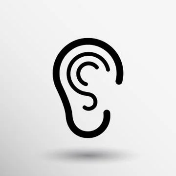 Ear icon listen vector hear deaf human sign Stock Illustration