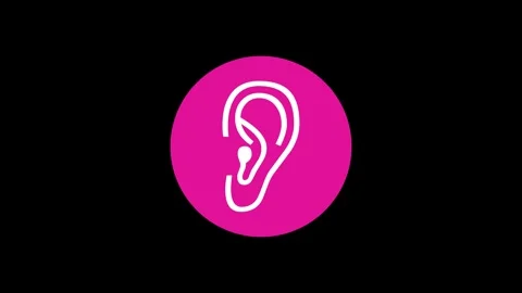 Ear icon pink color simple shape circle animation black background Vidéo 279006226