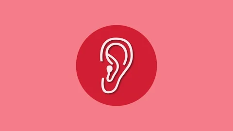 Ear icon red color simple shape circle animation Stock Footage 279006235