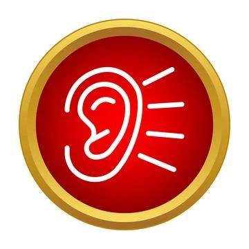 Ear icon representing hearing and sound perception Stock Illustration