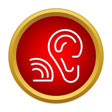 Ear icon representing hearing and sound waves Stock Illustration