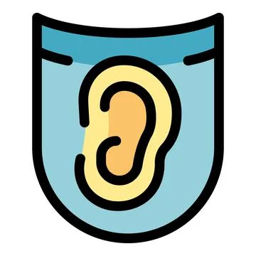 Ear icon representing listening and hearing protection Stock Illustration