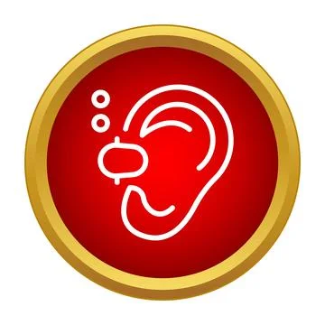 Ear icon showing hearing aid and hearing loss concept Stock Illustration