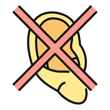 Ear icon showing hearing loss or no sound Stock Illustration
