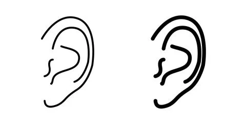 Ear icon. Style is flat and line symbol 库存插图