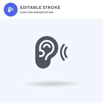 Ear icon vector, filled flat sign, solid pictogram isolated on white, logo 스톡 일러스트