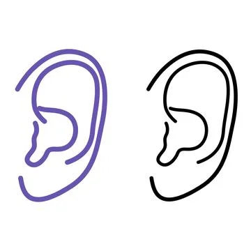 Ear Icons. Vector Illustrations. Human Organ, Medicine, Hearing Organ. Anat.. Stock Illustration