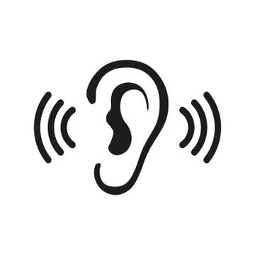 Ear Listening Hearing Audio Sound Waves vector icon Stock Illustration