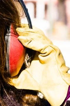 Ear muff to protect workers' ears Stock Photos