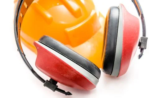 Ear muff to protect workers' ears Stock Photos