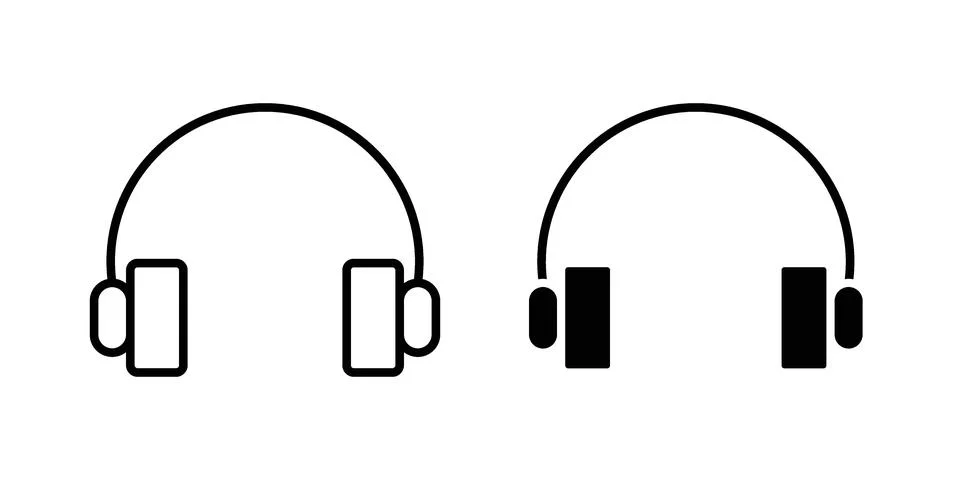 Ear muffs icon silhouette vector set. thin line pack Stock Illustration