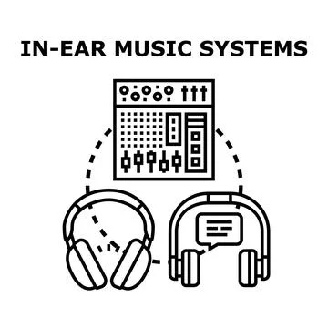 In ear music systems concept for professional audio monitoring Stock Illustration