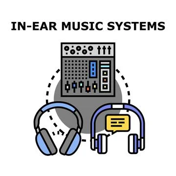 In ear music systems concept for professional audio monitoring Stock Illustration