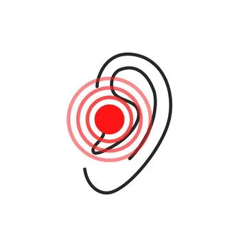 Ear pain or earache thin line icon Stock Illustration