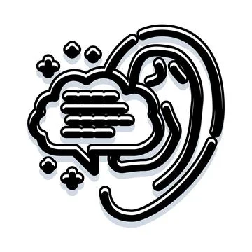 Ear perceiving sound and processing speech information Stock Illustration