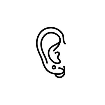 Ear piercing doodle icon, vector illustration Stock Illustration
