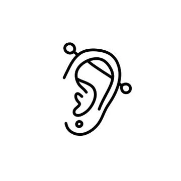 Ear piercing doodle icon, vector illustration Stock Illustration